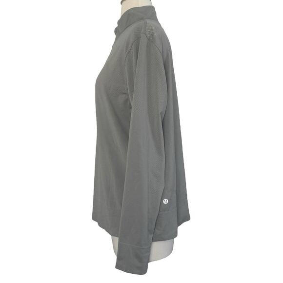 LULULEMON Swiftly Relaxed Half Zip Long Sleeve Top Size 12 Gull Grey/White - Picture 10 of 12
